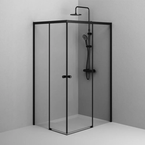 Душевой уголок Am.Pm X-Joy 120x90 см профиль черный, стекло прозрачное W94G-403-12090-BТ (детальная фотография), стеклянные, угловые, без поддона