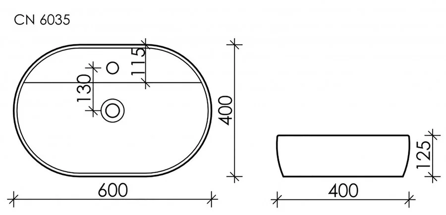 Раковина Ceramica Nova Element 60 см овальная CN6035 (детальная фотография), современные, hi-tech