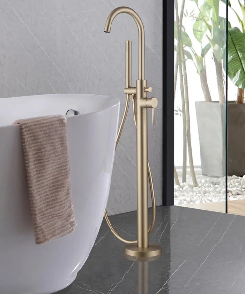 Смеситель для ванны Abber Wasser Kreis золото матовое AF8115G (детальная фотография), напольные