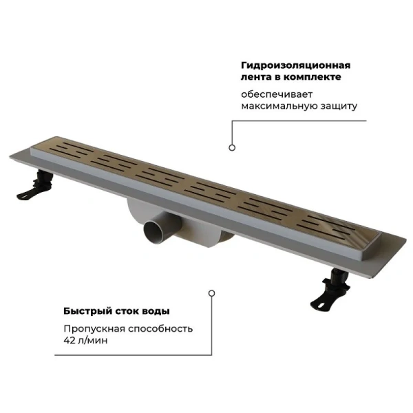 Душевой лоток RGW Drain Leo 60 см хром 60211060-01 (детальная фотография), стандартные