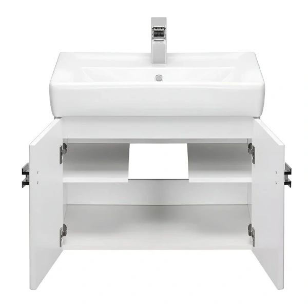 Тумба с раковиной подвесная Акватон Оптима 1A124101OP 70 см с двумя распашными дверцами (детальная фотография), моноблок