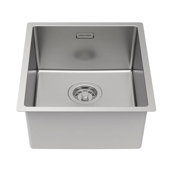 Мойка для кухни Paulmark Yuni 39 см нержавеющая сталь YU39-BS (детальная фотография), из нержавеющей стали, стальные, металлические