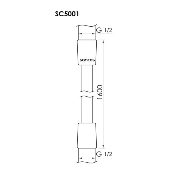 Шланг для душа Sancos хром SC5001CH (детальная фотография), шланги для душа