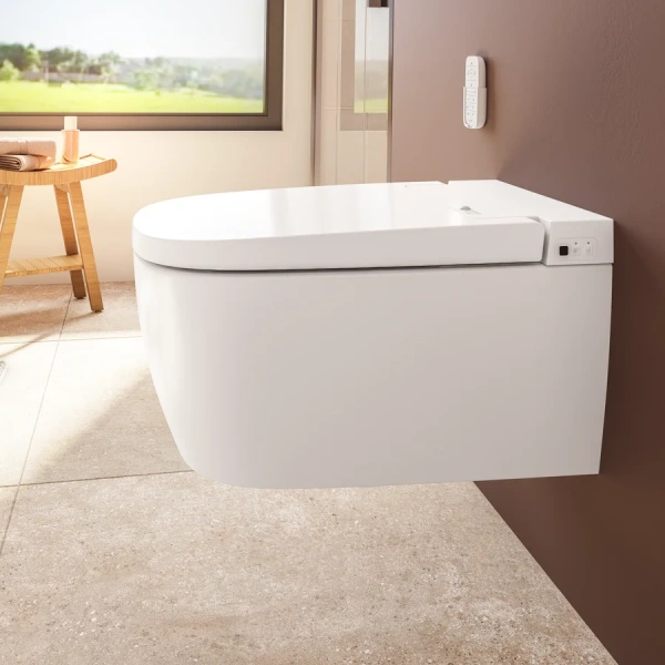 Интеллектуальный подвесной унитаз Vitra V-Care  5674B003-6194 (детальная фотография), с антивсплеском
