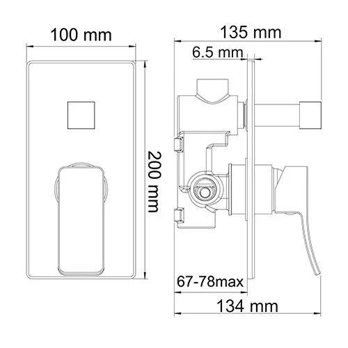 Смеситель для душа WasserKRAFT Aller хром 10641 (детальная фотография), прямоугольная форма