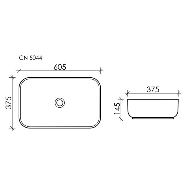 Раковина Ceramica Nova Element 60 см прямоугольная CN5044 (детальная фотография), современные, hi-tech