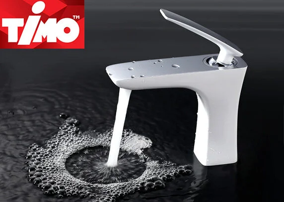 Смеситель для раковины Timo Helmi хром-белый 4061/00-16F (детальная фотография), комбинированные