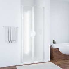 Душевая дверь профиль белый стекло шиншилла Vegas-glass