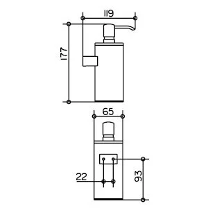 Дозатор жидкого мыла с держателем, хром, Keuco Plan 14953 010100 (детальная фотография), в наличии