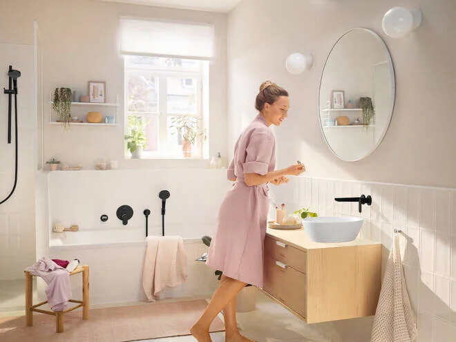 Смеситель для душа Hansgrohe Rebris черный матовый 72466670 (детальная фотография), современные, hi-tech