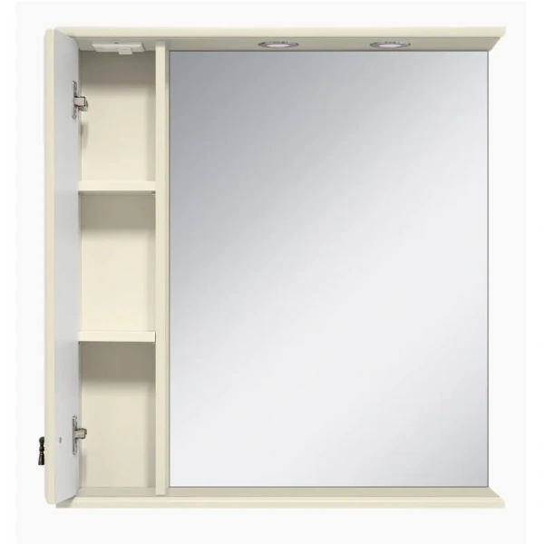 Зеркальный шкаф с подсветкой Misty Лувр 85 см слоновая кость левый П-Лвр03085-1014Л (детальная фотография), навесные