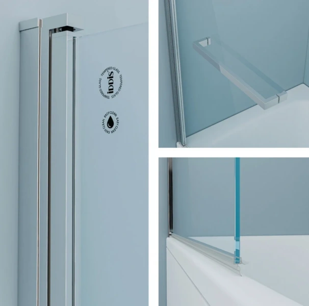 Шторка для ванны IDDIS Ray 90х140 см стекло прозрачное RAY6CS9i90 (детальная фотография), распашные