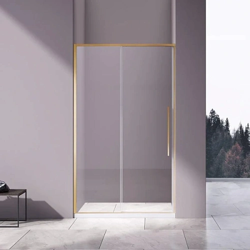 Душевая дверь в нишу Vincea Slim-N 110 см профиль золото стекло прозрачное - фото 5