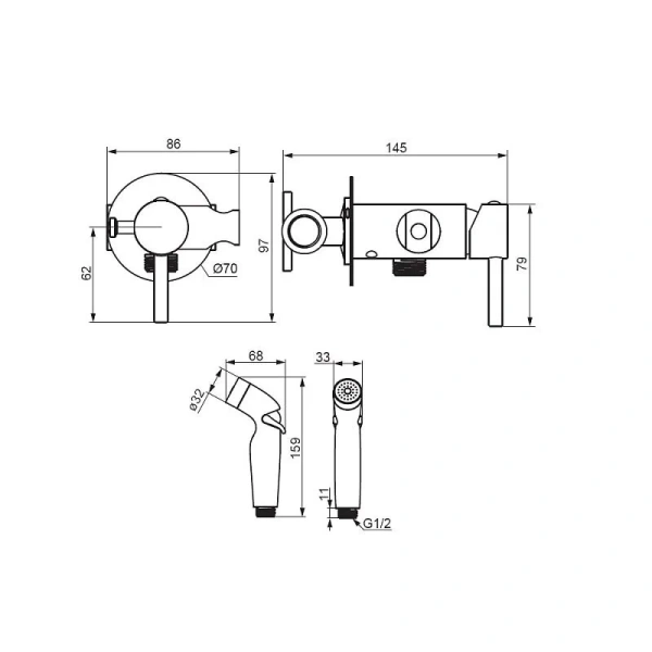 Гигиенический душ со смесителем RedBlu by Damixa Option 211000000 (детальная фотография), для туалета