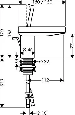 Смеситель для раковины Axor Starck X 10070000 (детальная фотография), для раковины