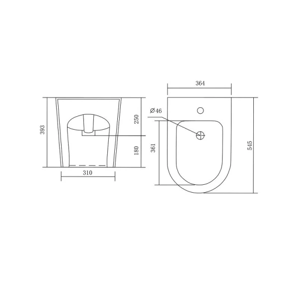 Биде напольное Акватек Бетта белое AQ1276-00 (детальная фотография), современные, hi-tech