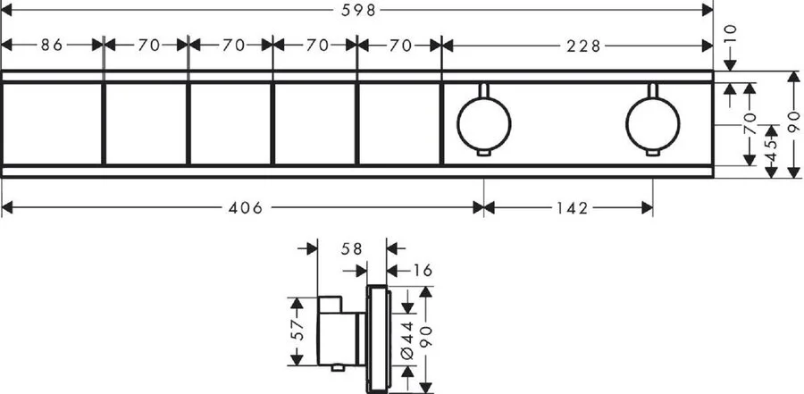 Смеситель для душа Hansgrohe RainSelect белый матовый, 4 потребителя 15382700 (детальная фотография), современные, hi-tech