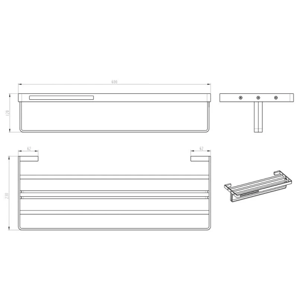 Полочка для ванной Boheme Q с полотенцедержателем, бронза 10947-BR (детальная фотография), современные, hi-tech