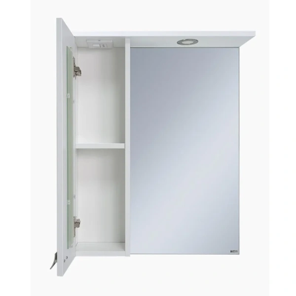 Зеркальный шкаф с подсветкой Misty Урал 50 см левый Э-Ура-04050-021Л (детальная фотография), с подсветкой, с розеткой, левый