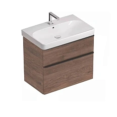 Тумба под раковину подвесная Geberit Smyle Square 75 см 2 ящика, пекан