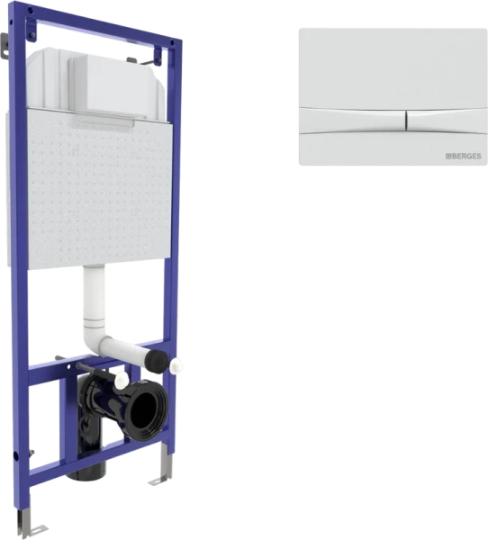 Инсталляция для унитаза BERGES Novum с белой кнопкой 040250 (детальная фотография), с кнопкой