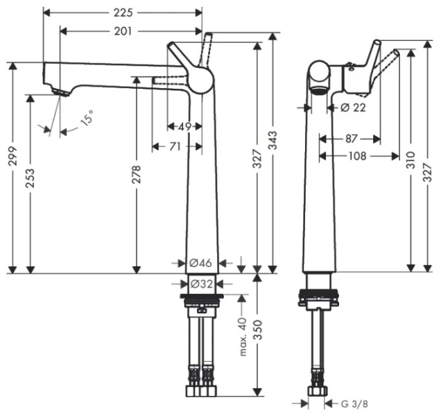 Смеситель для раковины Hansgrohe Talis S хром 72116000 (детальная фотография), для раковины