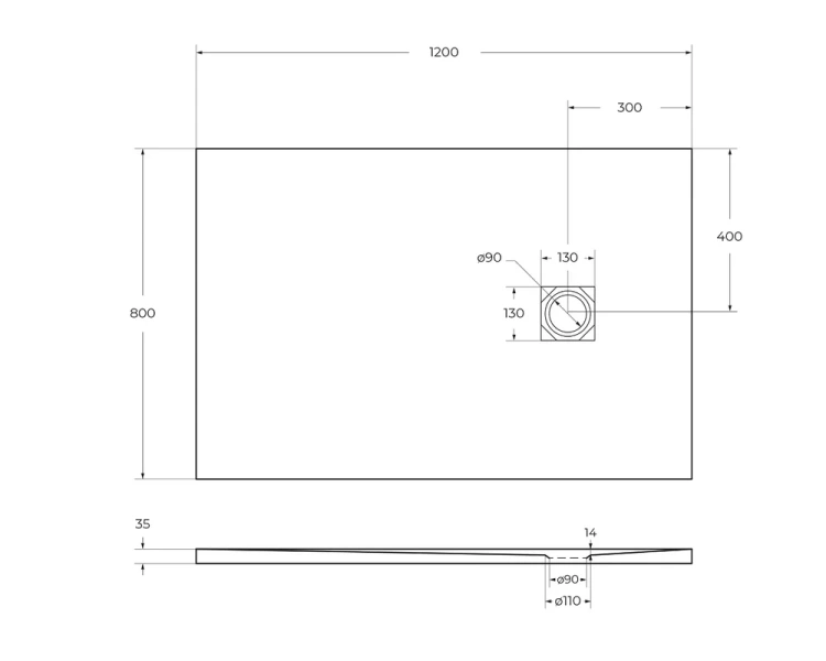 Душевой поддон BelBagno Uno 120х80 см черный, накладка черная матовая TRAY-MR-UNO-AH-120/80-35-NERO-NO (детальная фотография), 120х80 см