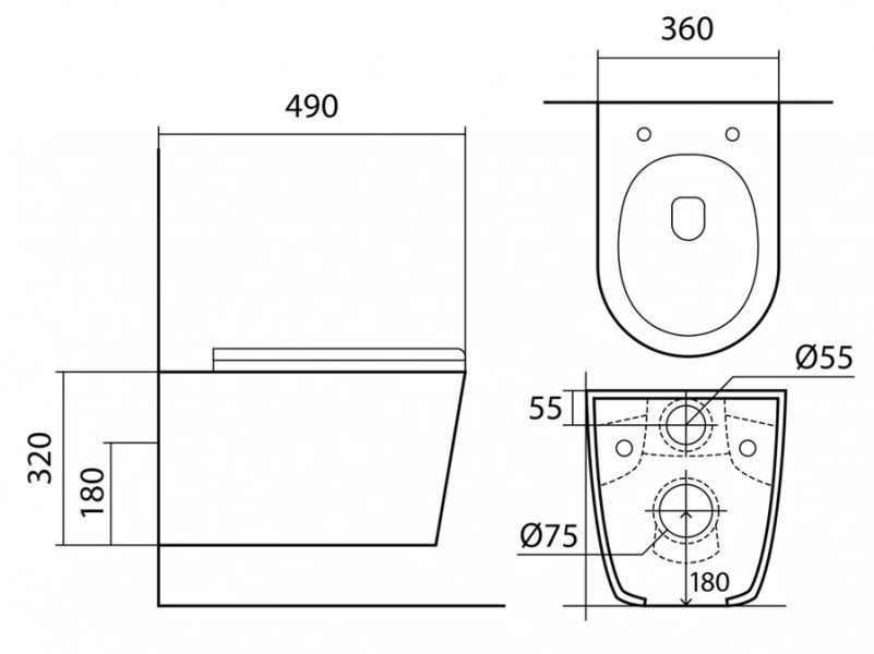 Унитаз подвесной Акватек Вега белый AQ1904T-00 (детальная фотография), подвесные, встраиваемые