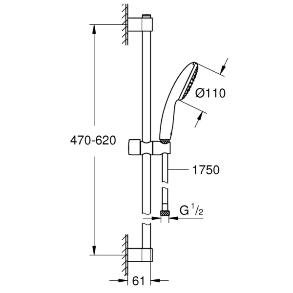Душевой гарнитур Grohe Tempesta хром 27853003 (детальная фотография), душевые гарнитуры