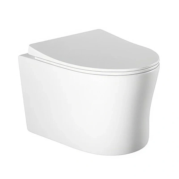 Унитаз подвесной Акватек Ника безободковый AQ2009-00 (детальная фотография), без бачка, со скрытым бачком