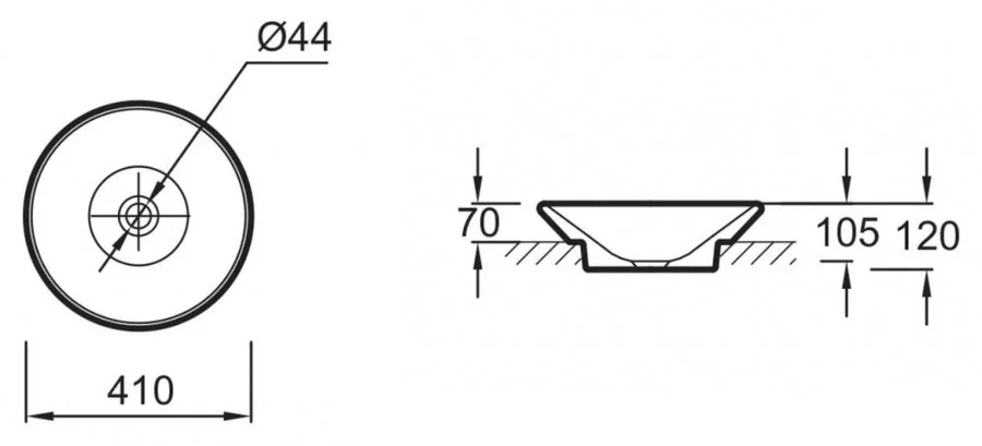 Раковина Jacob Delafon Manosque 41 см накладная E1144-00 (детальная фотография), современные, hi-tech