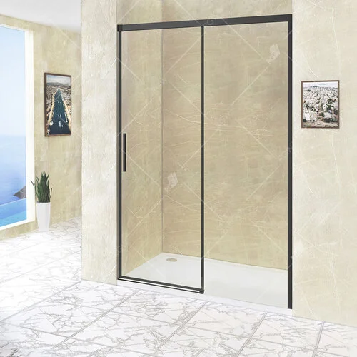 Душевая дверь в нишу RGW Leipzig Le-12B 150 см профиль черный, стекло прозрачное 34121215-14 (детальная фотография)