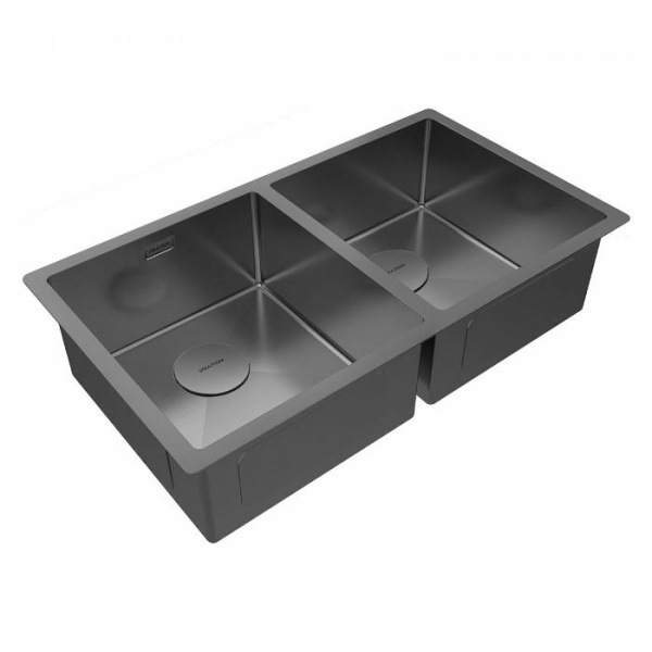 Мойка для кухни Paulmark Next 78 см вороненая сталь PM207844-GM (детальная фотография), врезные, встраиваемые