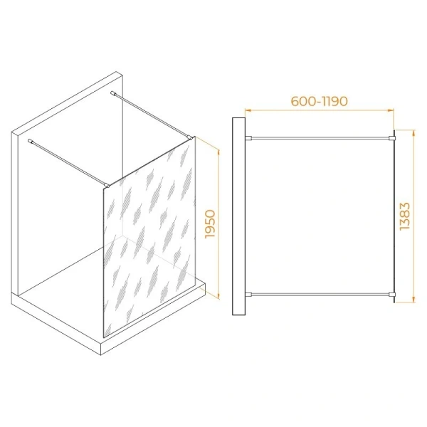 Душевая перегородка RGW Walk In WA-016 35101614-1 140 см универсальная установка (детальная фотография), современные, hi-tech