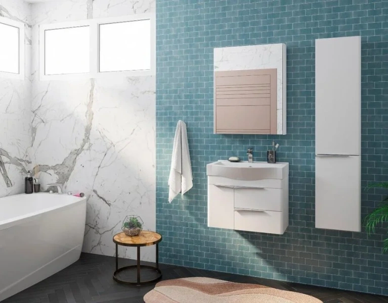 Тумба под раковину подвесная Акватон Беверли 65 см белый глянец 1A235301BV010 (детальная фотография), окрашенные