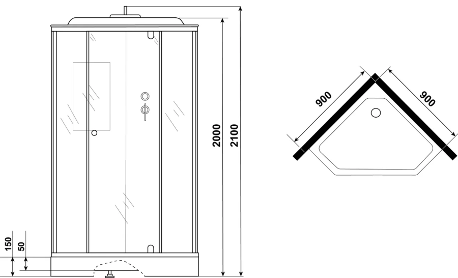 Душевая кабина Niagara Luxe 90х90 см мрамор 7701DM (детальная фотография), угловые, недорогие, для дачи, без гидромассажа, c тропическим душем, с вентиляцией, с крышей