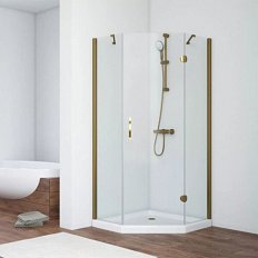 Душевой уголок профиль бронза стекло прозрачное Vegas-glass