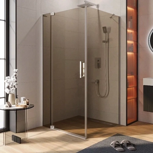 Душевой уголок Cezares Slider 100х100 см стекло бронзовое профиль хром - фото 6