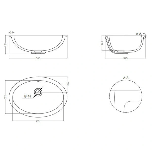 Раковина Salini Marea 12 55 см встраиваемая, белый глянцевый 1101109G (детальная фотография), современные, hi-tech