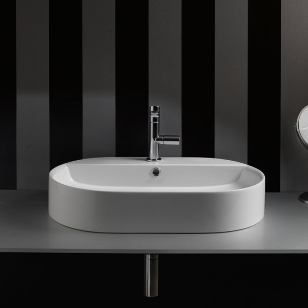 Раковина Kerasan Ciotola 65 см с 1 отверстием для смесителя, белая 028501*1 (детальная фотография), современные, hi-tech