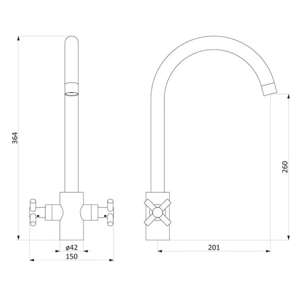 Смеситель для кухни Damixa Neo Classic графит 270000000 (детальная фотография), для кухни