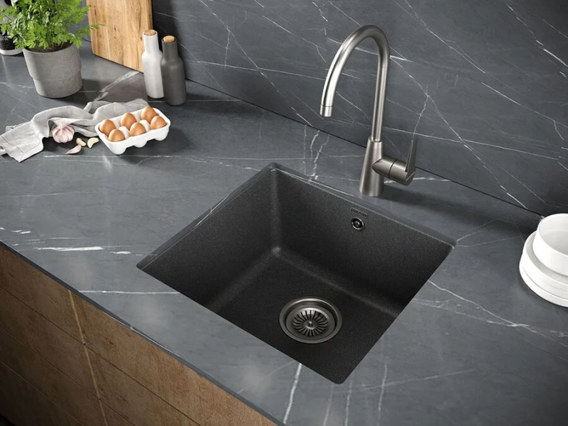 Мойка для кухни Paulmark Brilon 45 см графит PM104546-DG (детальная фотография), квадратная