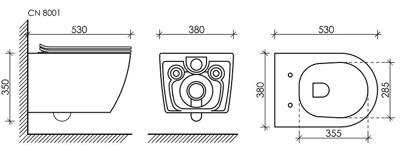 Унитаз подвесной Ceramica Nova Pearl безободковый CN8001 (детальная фотография), современные, hi-tech