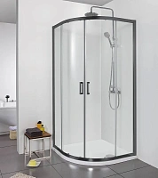 Душевой уголок Акватек 100x100 см профиль черный, стекло прозрачное