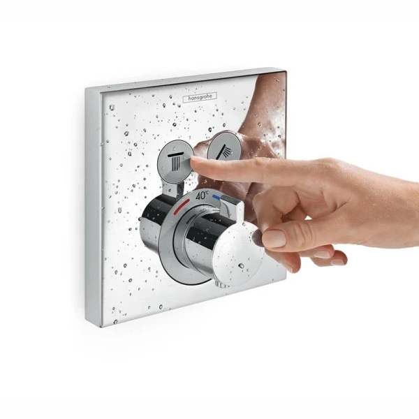Смеситель для душа Hansgrohe Shower Select внешняя часть, хром 15763000 (детальная фотография), из латуни, прямоугольная форма