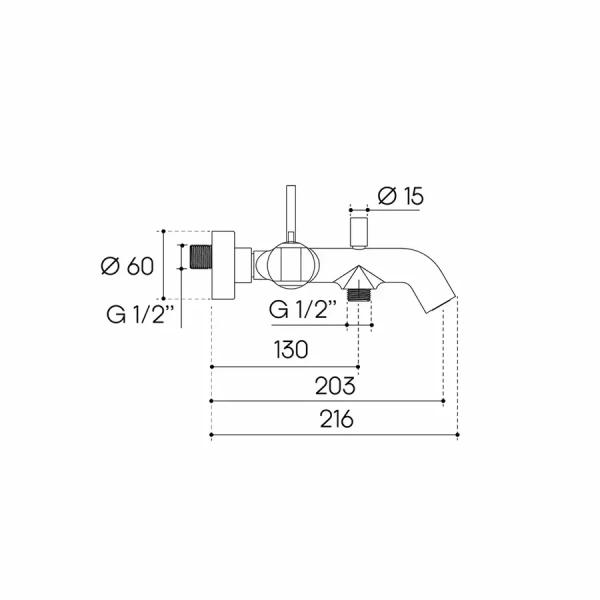 Смеситель для ванны Aqueduto CANO хром CAN0600 (детальная фотография), для ванны