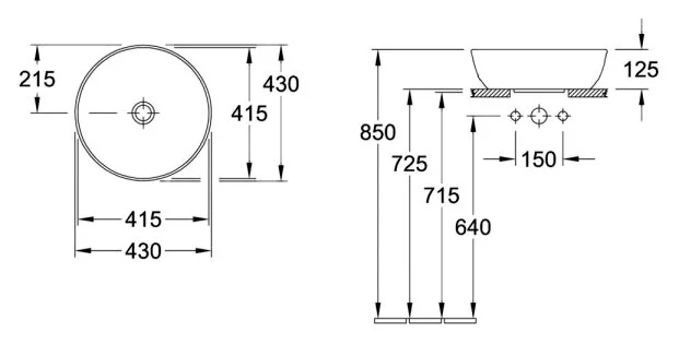Раковина Villeroy & Boch Artis 43 см накладная, без покрытия CeramicPlus 41794301 (детальная фотография), накладные (на столешницу), пристенные
