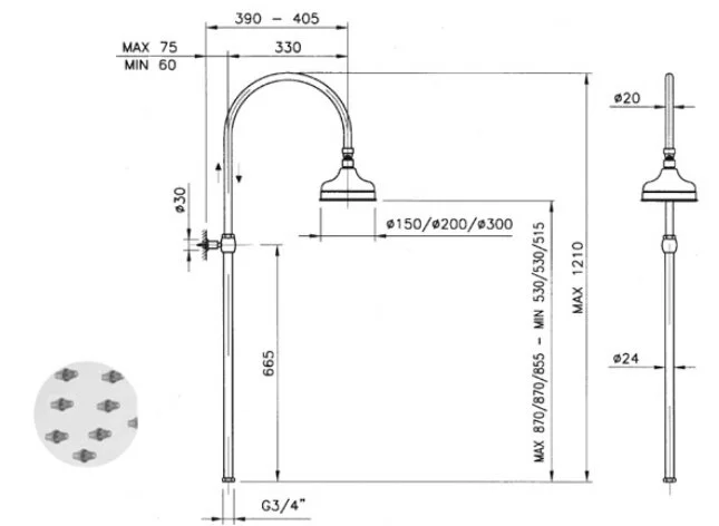 Душевая система Nicolazzi Doccia 5712WS20 (детальная фотография), классические, ретро