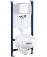 Унитаз с инсталляцией Grohe Solido Compact с белой панелью смыва