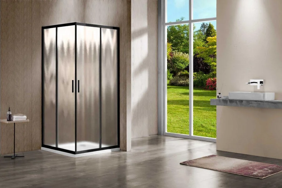 Душевой уголок Vincea Garda 90х90 см профиль черный, стекло шиншилла VSS-1G900CHB (детальная фотография), современные, hi-tech